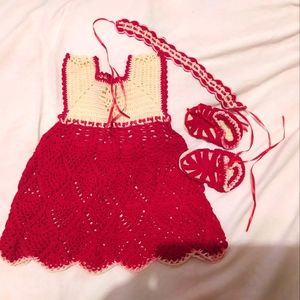🔥3-6M dress, 1set cute baby girl dress, crochet dress